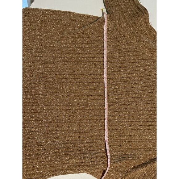 Kim Rogers Sweater Women S   Gold Metallic Thread Knit Pullover Cardigan Festive - Picture 5 of 8